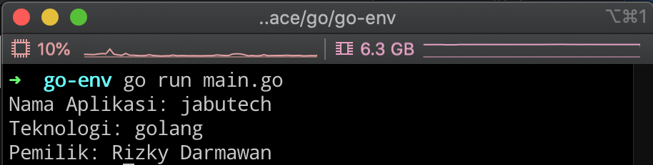 membuat variable env dengan package godotenv